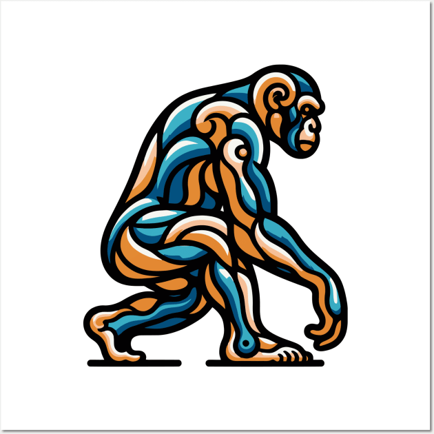 Pop art monkey illustration. cubism illustration of monkey Wall Art by gblackid